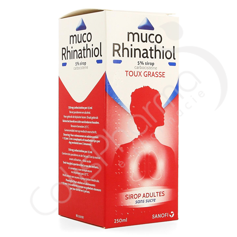 Muco Rhinathiol 5 Sans Sucre Sirop 250 Ml Colispharma